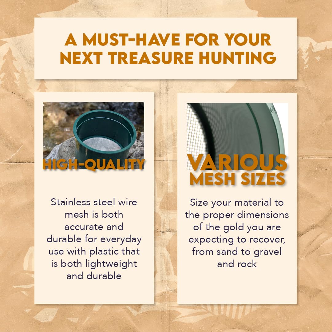 SE green stackable classifier in use with paydirt for field prospecting
