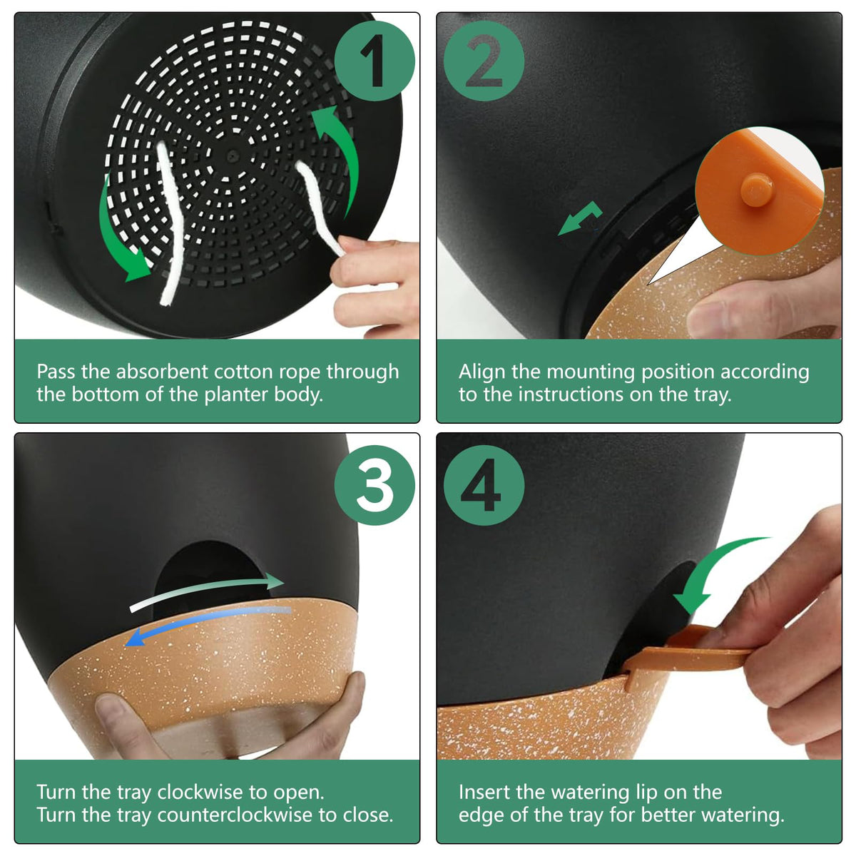 Five-size SE SUN-E set adapts to small to medium indoor plants.
