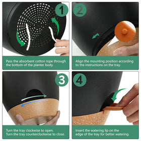 Five-size SE SUN-E set adapts to small to medium indoor plants.