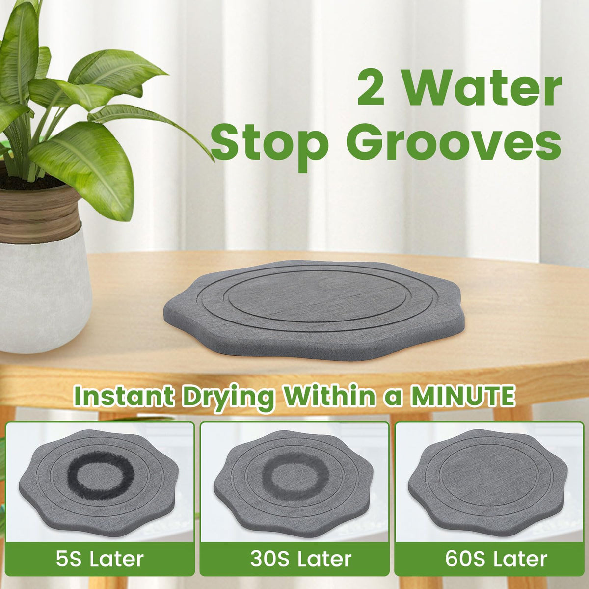 Seaflash diatomaceous-earth tray eco-friendly 8inch for indoor pots