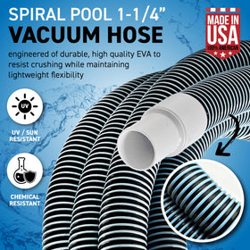 Sealproof swivel cuff hose connects to vacuum head for smooth, high-flow suction.