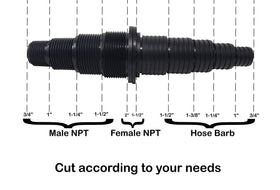 Sealproof pond adapter barbed end ensures a tight, leak-resistant connection