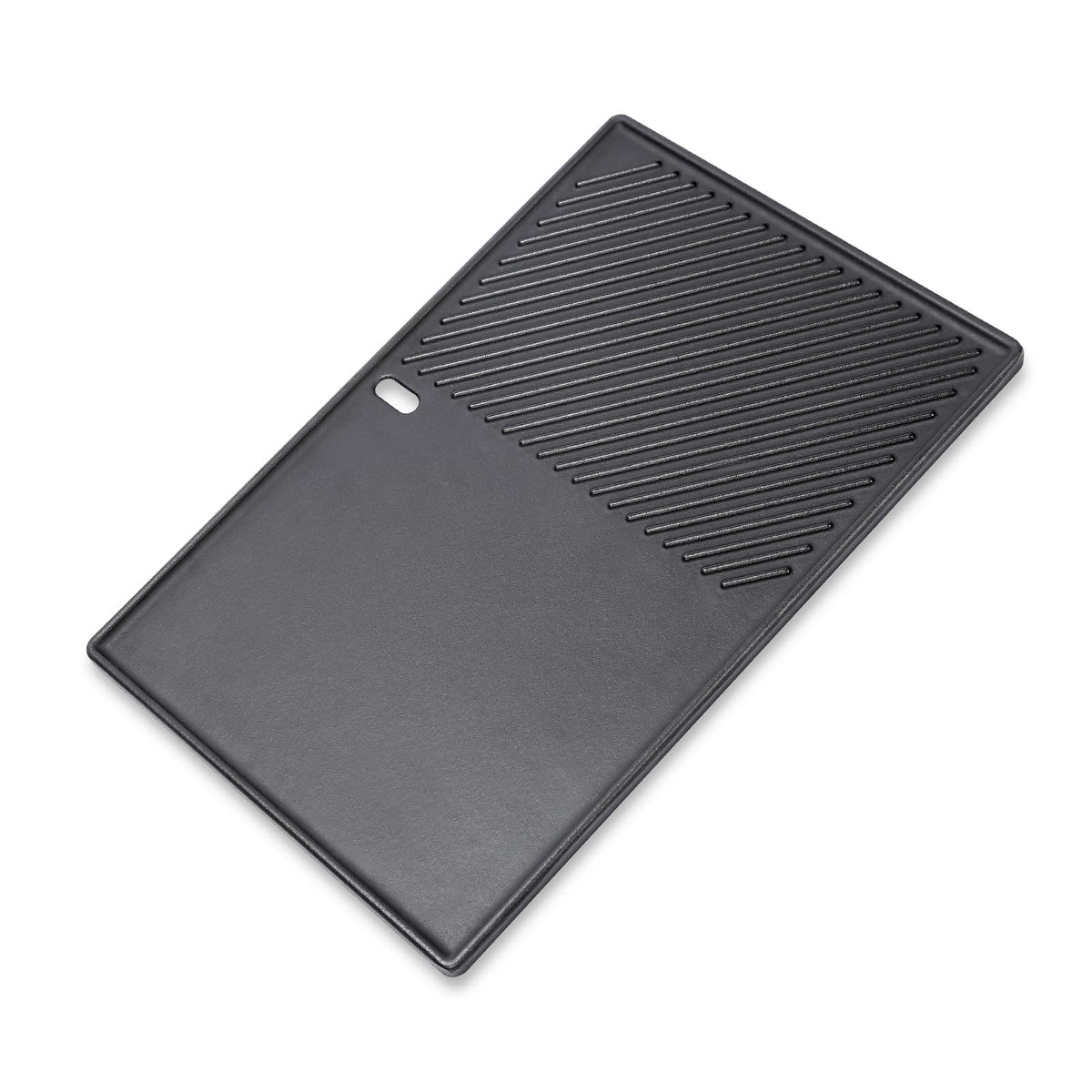 SearCook 17.5-inch cast iron grill griddle on a Weber setup for even heat