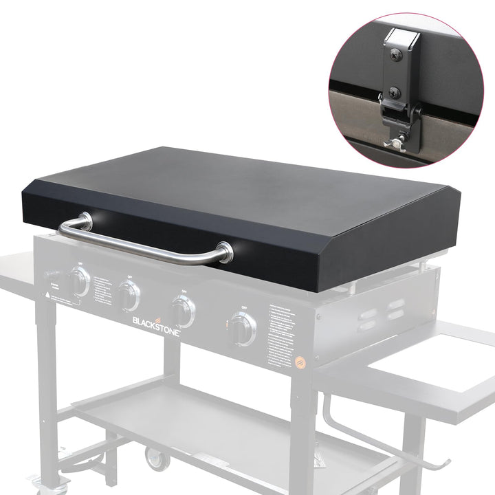 SearCook 36-inch griddle lid with back-hinged design for secure, wind-resistant cooking