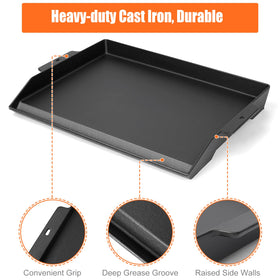 SearCook cast iron griddle reinforced ridges keep surface flat