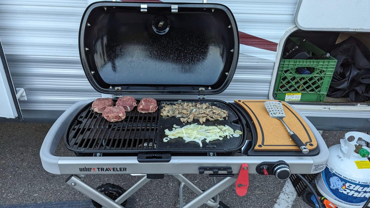 SearCook non-stick surface simplifies cleaning after grilling veggies or shrimp.