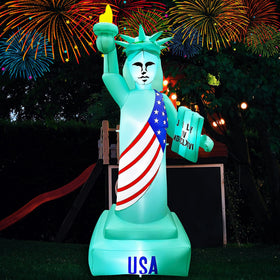 SeasonBLOW built-in LED lights illuminate the Liberty figure at night