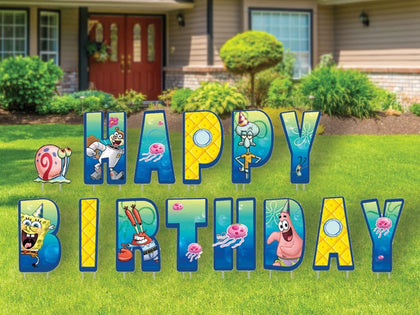 Seasons SpongeBob yard sign with 16-inch letters for outdoor birthday display