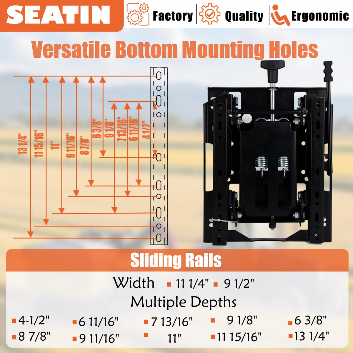 SEATIN dampened ride reduces operator fatigue on rough terrain