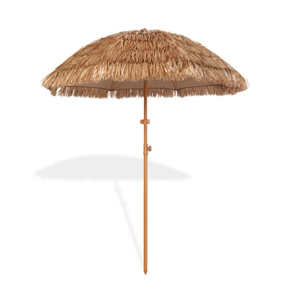 Seazul 6.5ft hula tiki umbrella shading a patio with tropical vibe