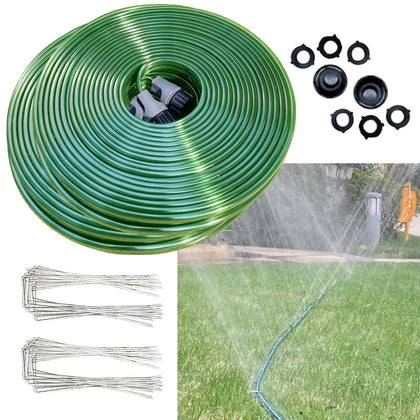 Secbulk 150ft flat sprinkler hose for even lawn watering and easy setup.