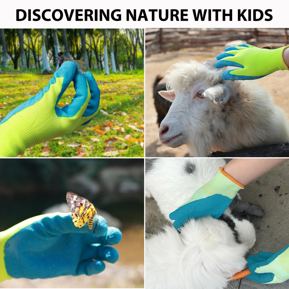 SECHAND kids gardening gloves elastic wristband keeps dirt out during play.