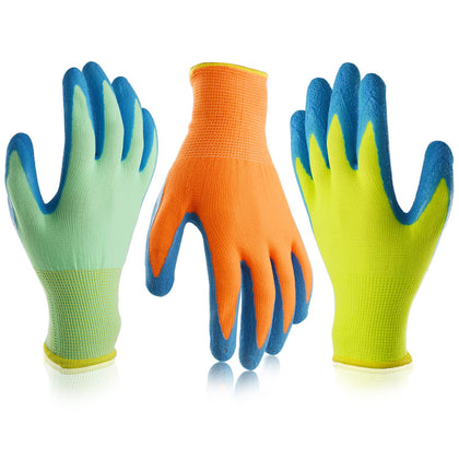 SECHAND kids gardening gloves with green palm grip for precise handling.