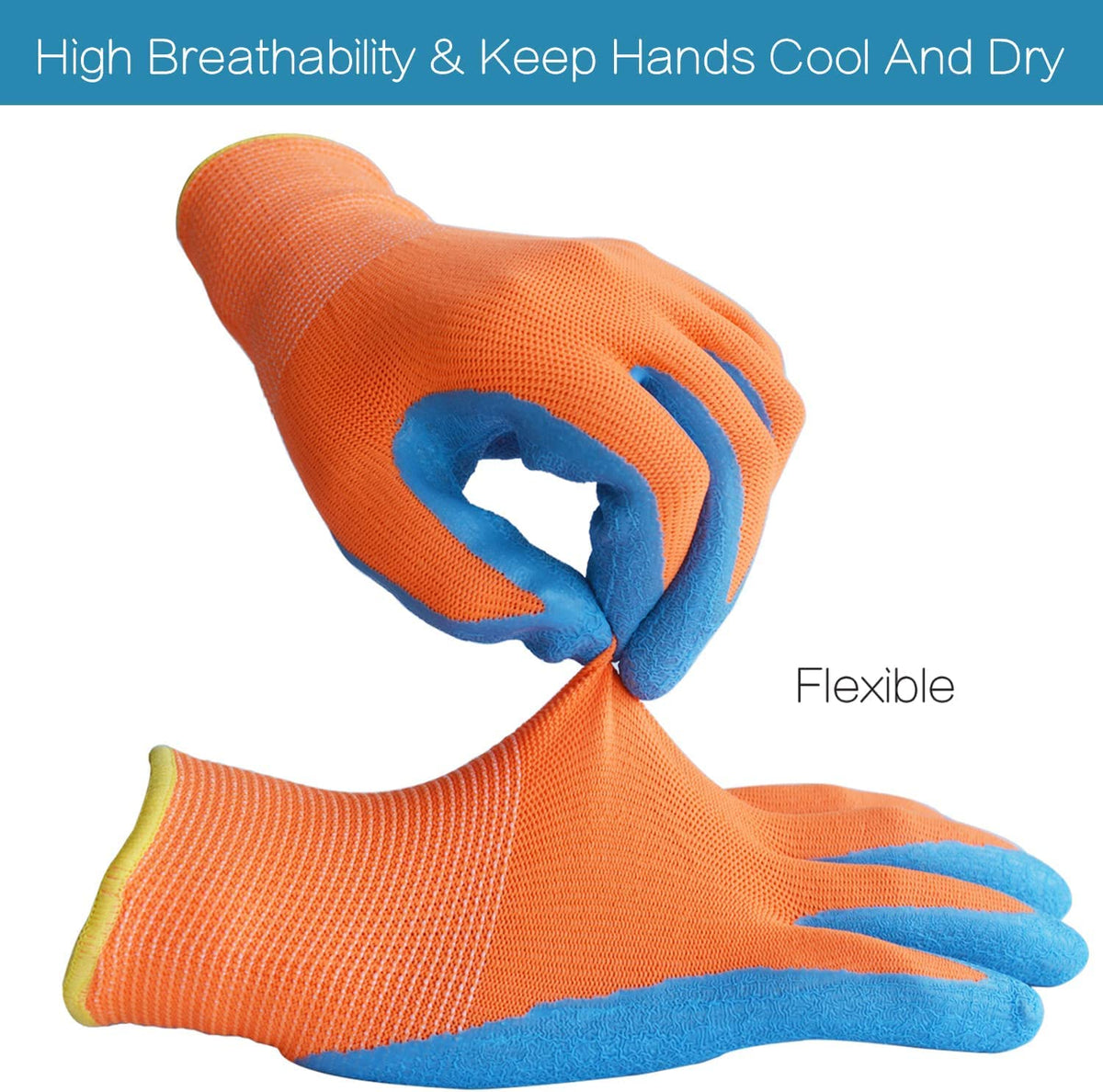 SECHAND orange palm gloves provide a secure grip during outdoor tasks for kids.