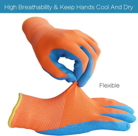 SECHAND orange palm gloves provide a secure grip during outdoor tasks for kids.