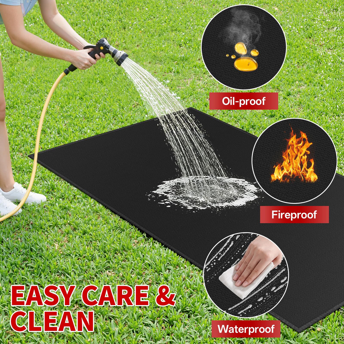 SecuCaptain waterproof and oil-resistant mat cleans quickly after barbecues