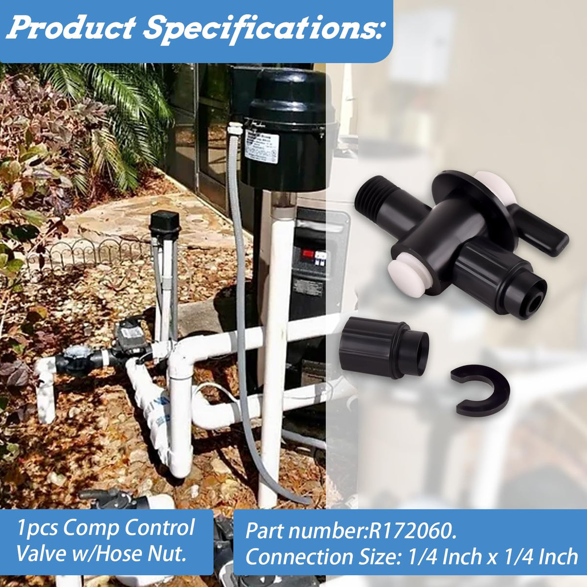 SeDeplacer R172060 valve with hose nut secures connections