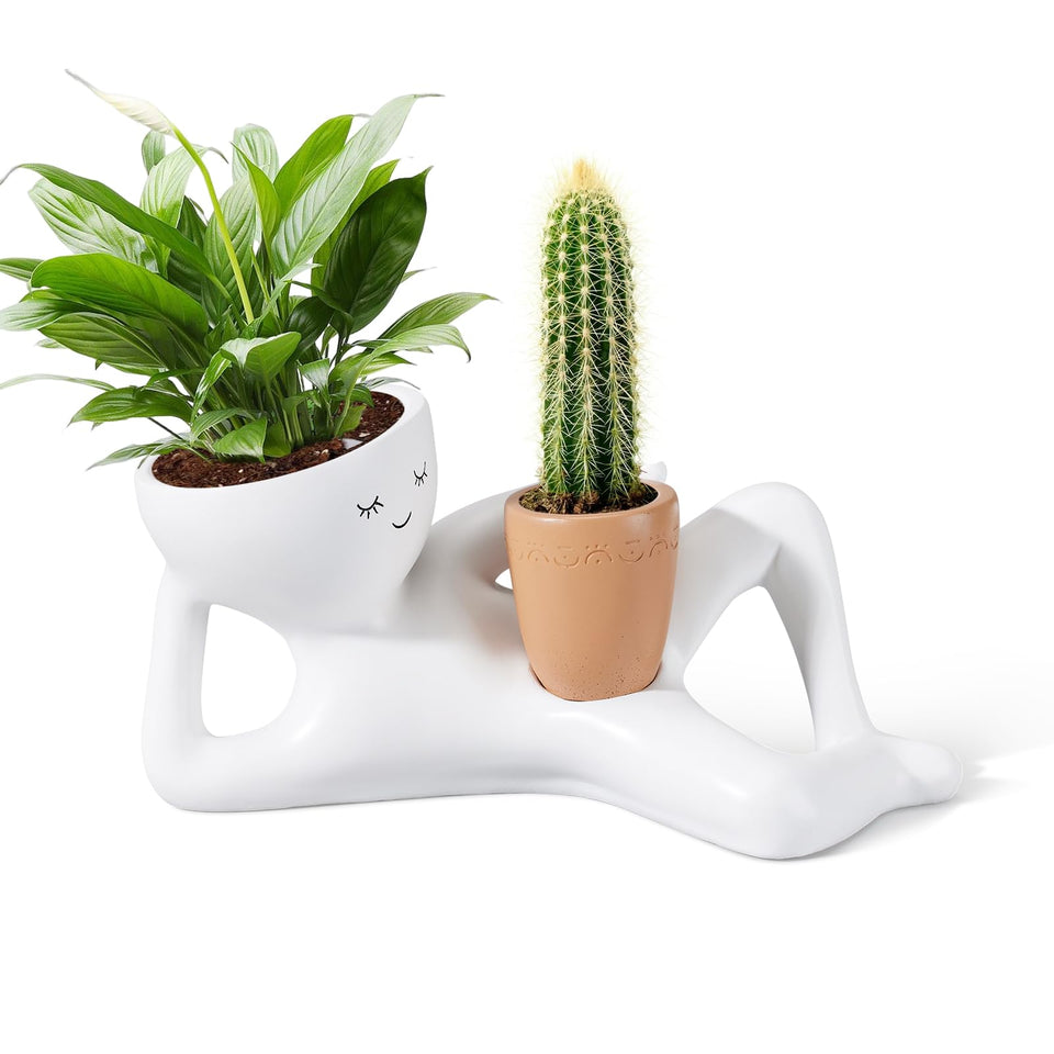 Sederikun Face Planters Head with a smiling face, ideal for indoor succulents and bright decor.