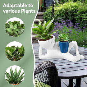 Sederikun lazy figure smiling planter blue creates a playful focal point