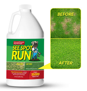 See Spot Run lawn protection concentrate refill prepared for large lawn application to improve soil health.