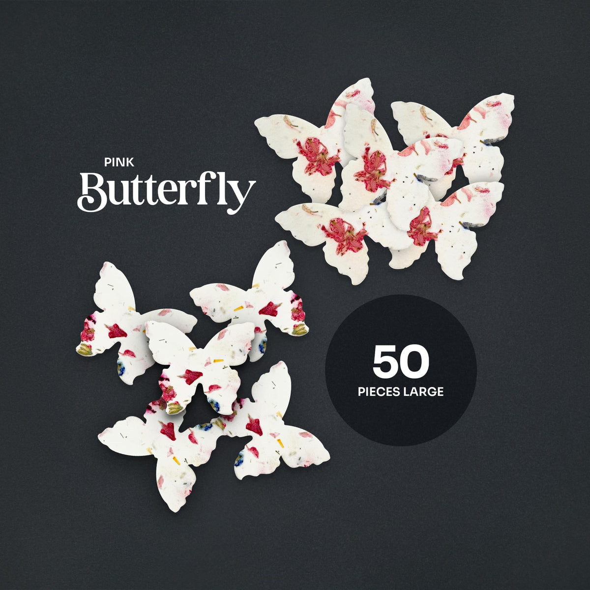 Seed Bloom pink butterfly seed paper pack shown as wedding favors.
