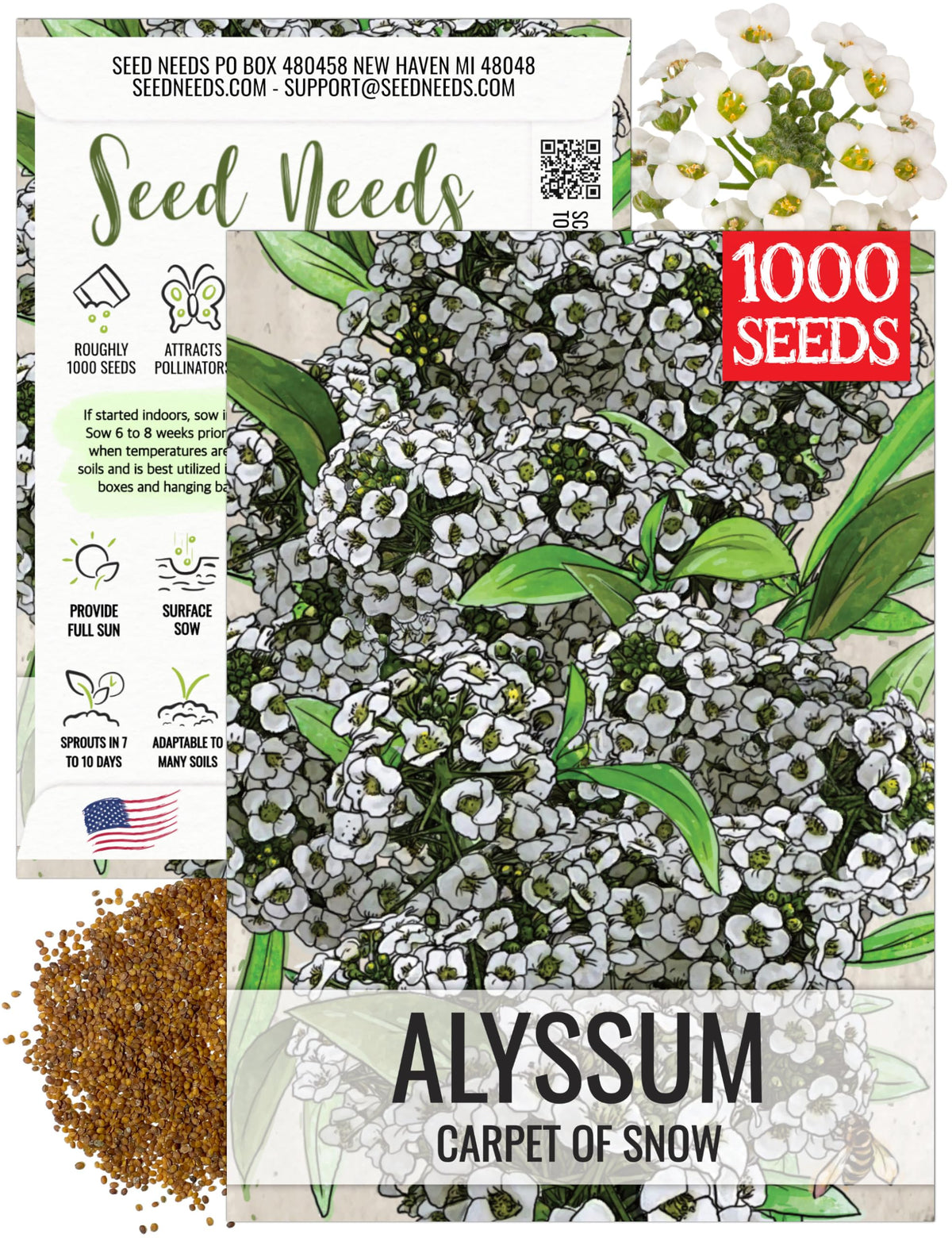 Seed Needs Carpet of Snow Alyssum bloom clusters brighten borders