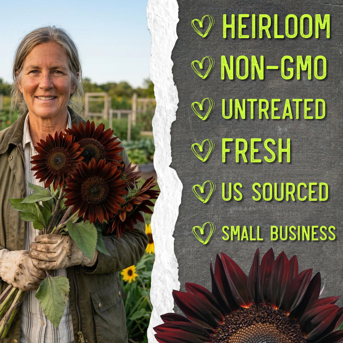 Seed Needs chocolate sunflower border or cut flower use adds versatility