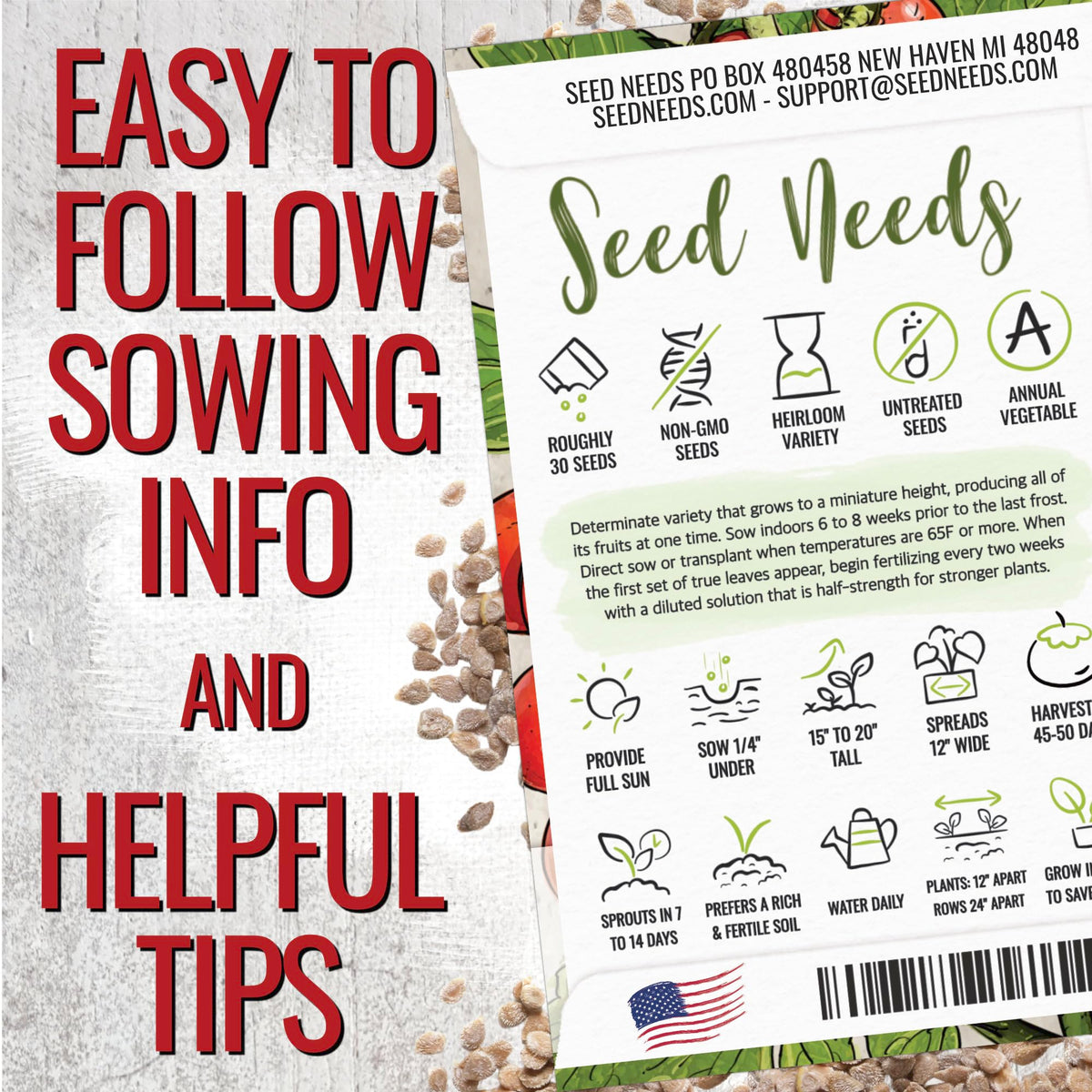 Seed Needs determinant dwarf tomatoes thriving in small pots.