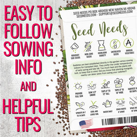 Seed Needs German Giant radishes planting illustration for cool weather planting.
