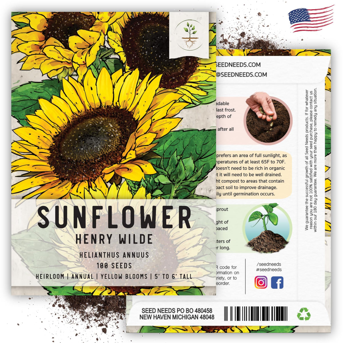 Seed Needs Henry Wilde sunflower back border natural screen adds cheerful color and privacy