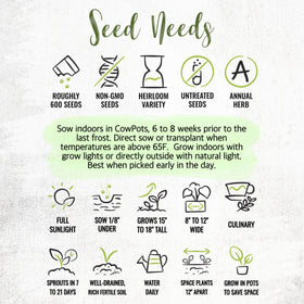 Seed Needs open-pollinated, heritage seed packet for flavorful herbs.
