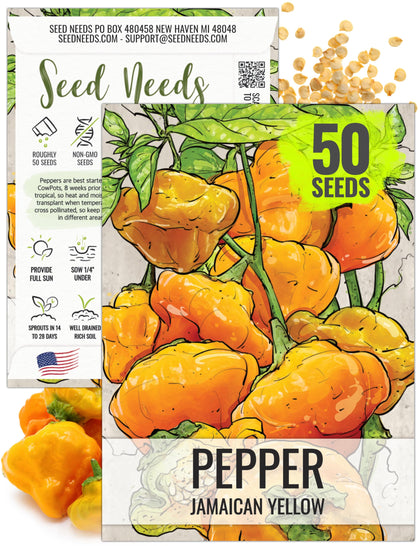 Seed Needs Jamaican Yellow Pepper seed packet for home gardening.