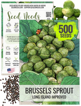 Seed Needs Long Island Brussels Sprouts seed pack illustration for heirloom gardening plans