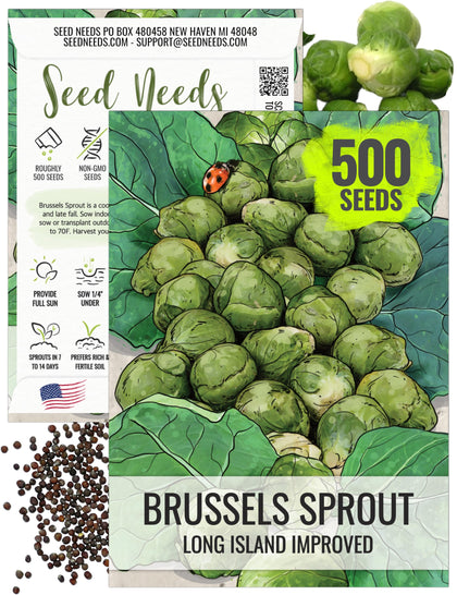 Seed Needs Long Island Brussels Sprouts seed pack illustration for heirloom gardening plans