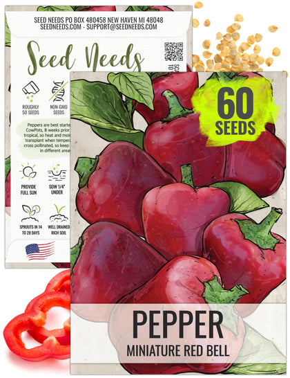 Seed Needs mini bell pepper seed packet ready for easy home sowing in containers.