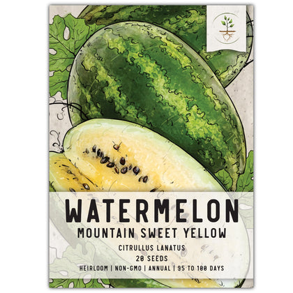 Seed Needs Mountain Sweet Yellow Watermelon Seeds pack for planting and harvest.