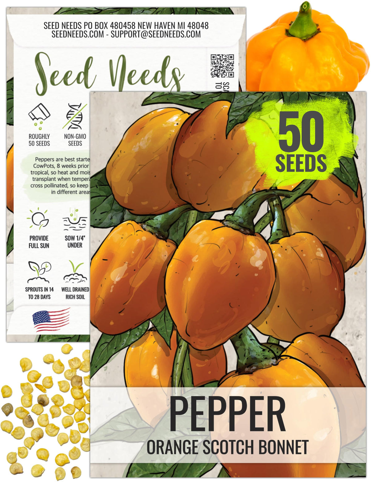 Seed Needs orange Scotch Bonnet seeds pack for planning your home garden.