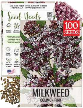 Seed Needs pink milkweed seeds showing pink bloom clusters for pollinator gardens