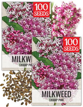 Seed Needs Pink Swamp Milkweed seeds packet front for butterfly garden planning.