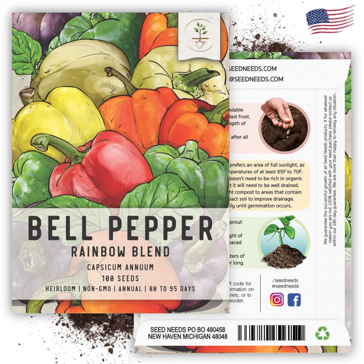 Seed Needs Rainbow Bell Pepper Seeds for vibrant salads and quick stir-fries