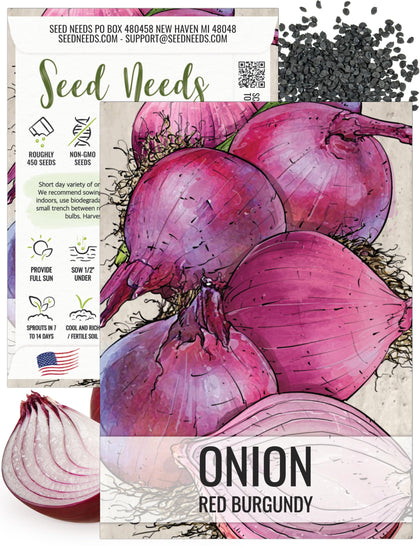 Seed Needs Red Burgundy onion seeds pack ready for home gardens.