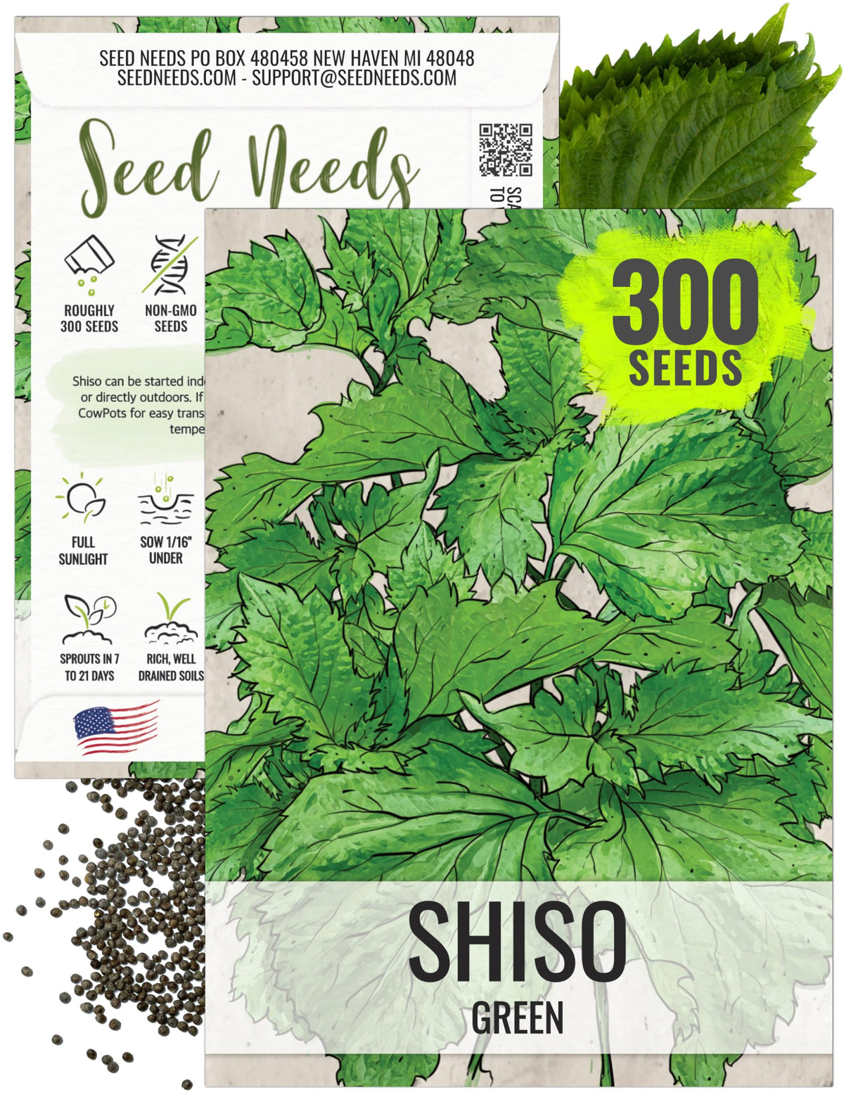 Seed Needs Shiso seeds germinating in green perilla leaves for fresh cooking
