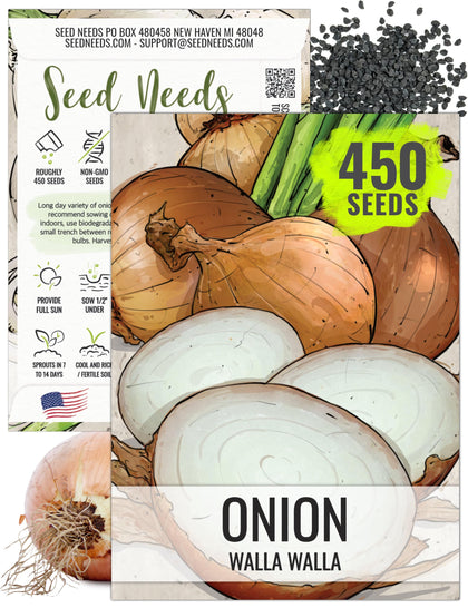 Seed Needs Walla Walla onion seeds packet front for home garden planting