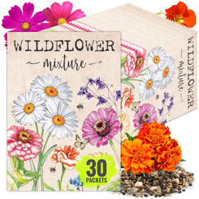Seed Needs Wildflower Packet front with hand-painted border, ideal for elegant event favors.