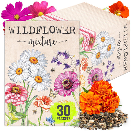 Seed Needs Wildflower Packet front with hand-painted border, ideal for elegant event favors.