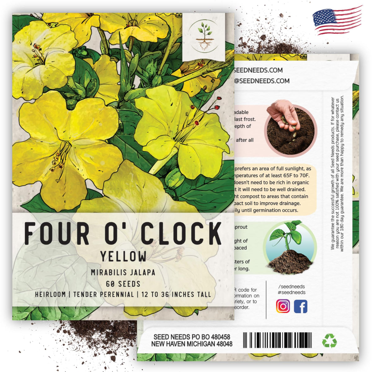 Seed Needs Yellow Four Clock open-pollinated seed with strong germination
