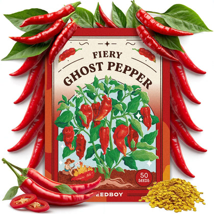 Seedboy Ghost Pepper seeds pack ready for indoor or outdoor planting.
