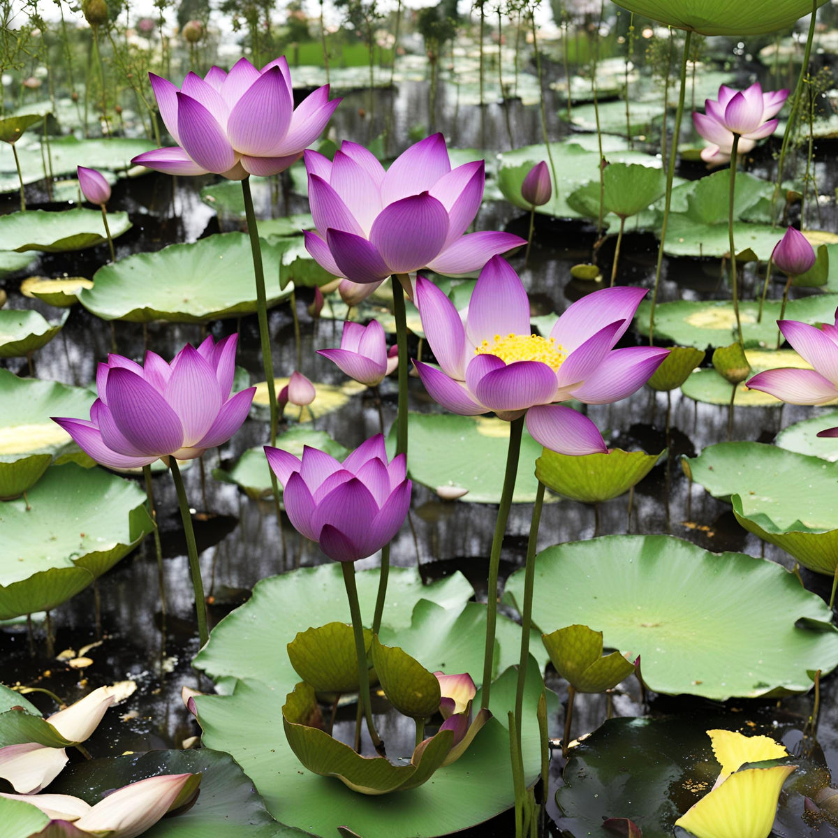 Seeds Of Strength outdoor pond scenes showcase floating blooms catching sunlight.