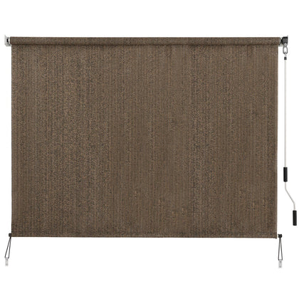 SEEYE outdoor sunshade roller shade rolled up for patio use and privacy