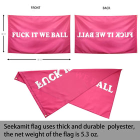Seekamit pink flag back view showing identical print for indoor or outdoor use.